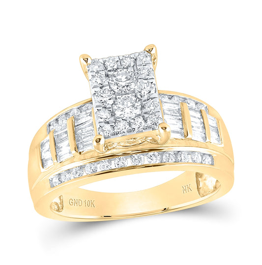 10K Yellow Or White Or Rose Gold Round Diamond Cluster Bridal Wedding Engagement Ring , Womens Size: 5-10