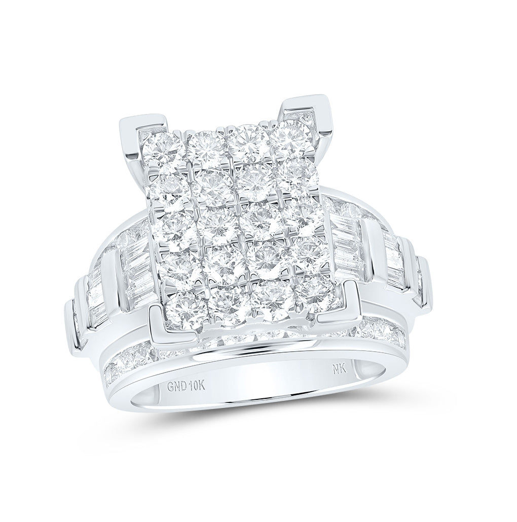 10K White Or Yellow Gold Round Diamond Cluster Bridal Wedding Engagement Ring , Womens Size: 5-10