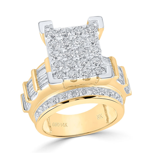 14K White Or Yellow Gold Round Diamond Cluster Bridal Wedding Engagement Ring , Womens Size: 5-10