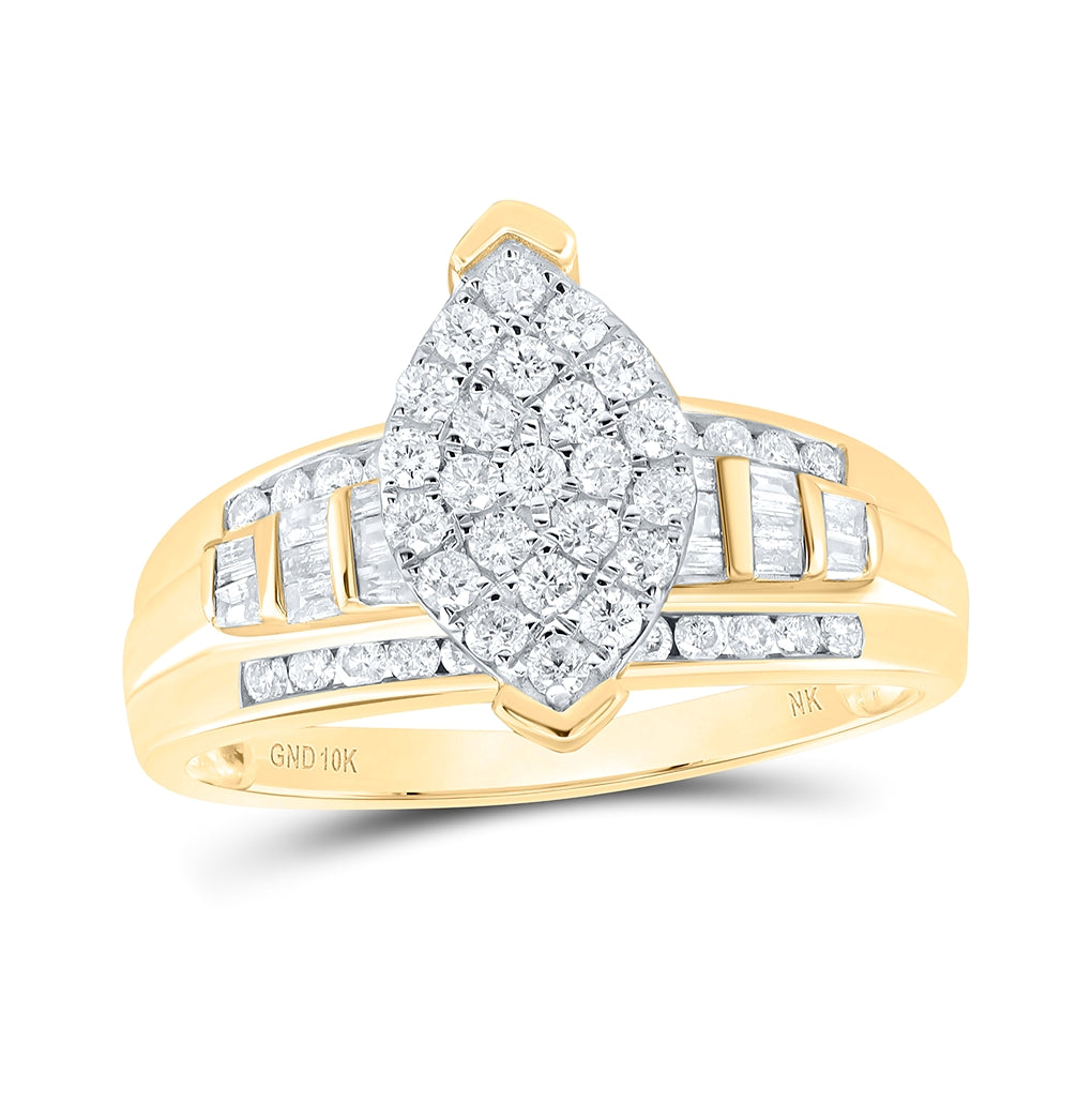 10K Yellow Or White Or Rose Gold Round Diamond Oval Bridal Wedding Engagement Ring , Womens Size: 5-10