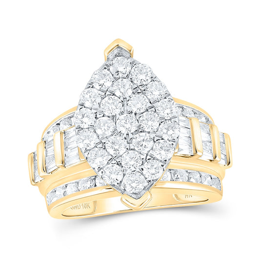 10K Yellow Or White Or Rose Gold Round Diamond Cluster Bridal Wedding Engagement Ring , Womens Size: 5-10