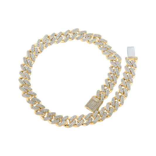 10K Yellow Gold Mens Round Diamond Link Chain Necklace 40-7/8 Cttw, Length: 22.01 In, Width: 0.71 In