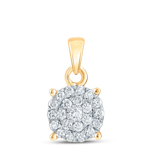 10K Yellow Or White Or Rose Gold Womens Round Diamond Cluster Pendant