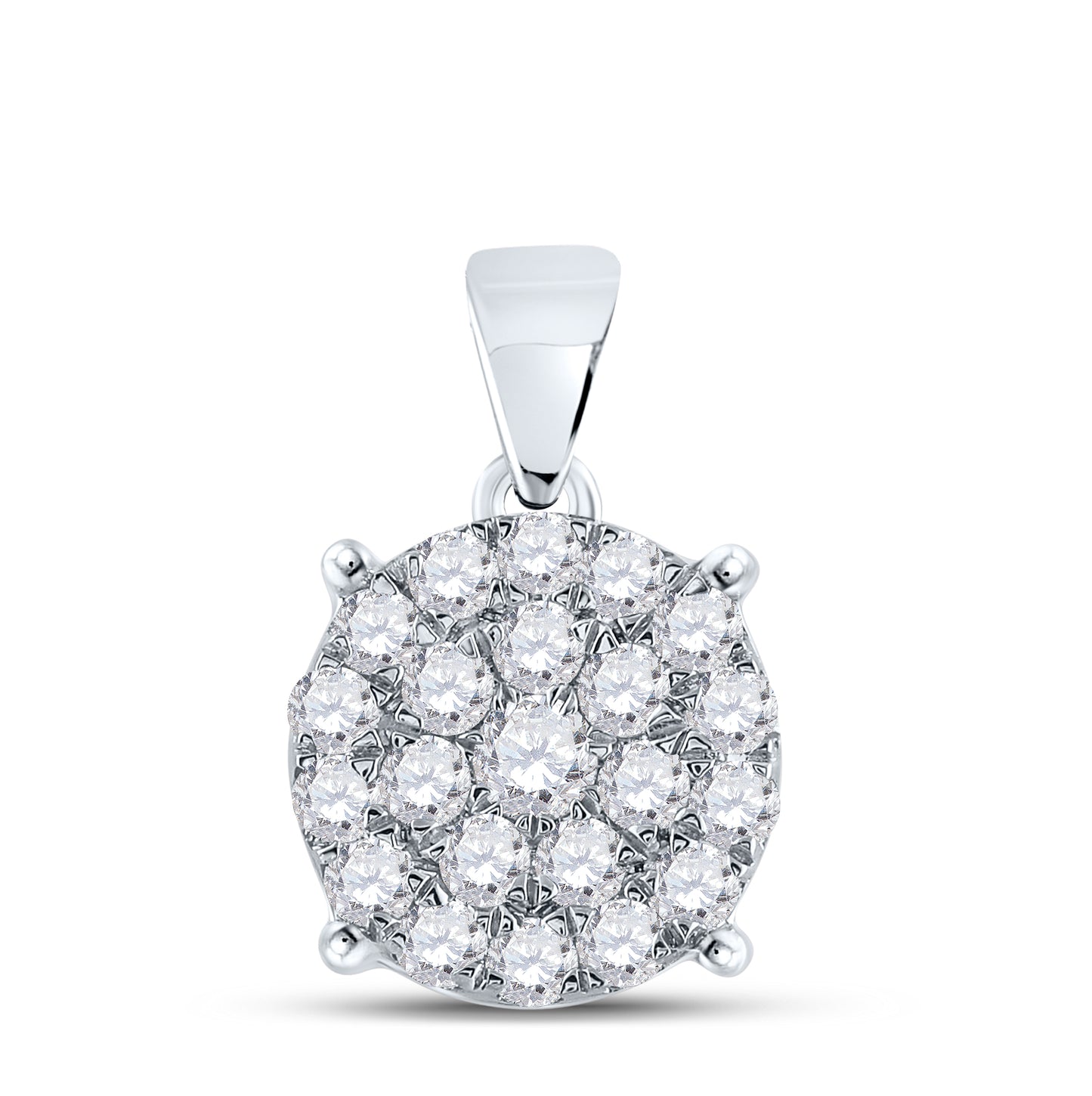 10K Yellow Or White Or Rose Gold Womens Round Diamond Cluster Pendant