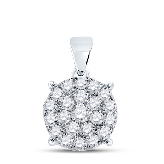10K Yellow Or White Or Rose Gold Womens Round Diamond Cluster Pendant