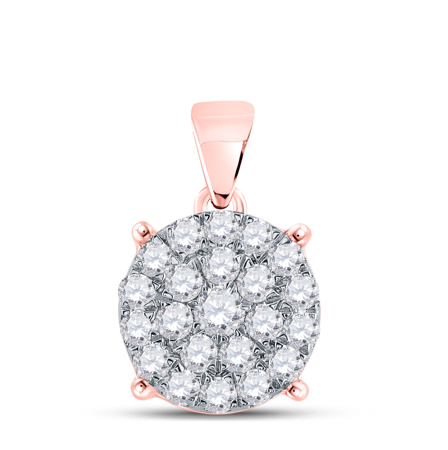 10K Yellow Or White Or Rose Gold Womens Round Diamond Cluster Pendant