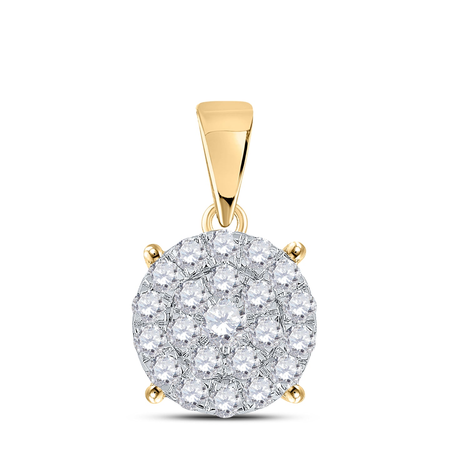 10K Yellow Or White Or Rose Gold Womens Round Diamond Cluster Pendant 2 Cttw
