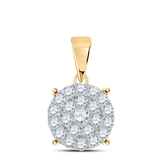 10K Yellow Or White Or Rose Gold Womens Round Diamond Cluster Pendant 2 Cttw