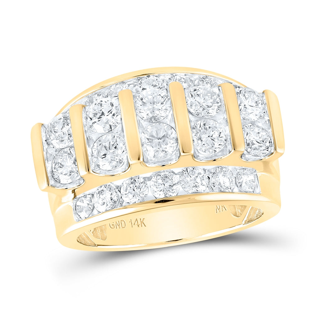 14K Yellow Gold Mens Round Diamond Band Ring 4ctw, Mens Size: 7-13