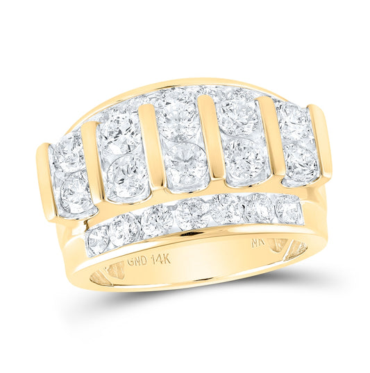14K Yellow Gold Mens Round Diamond Band Ring 4ctw, Mens Size: 7-13