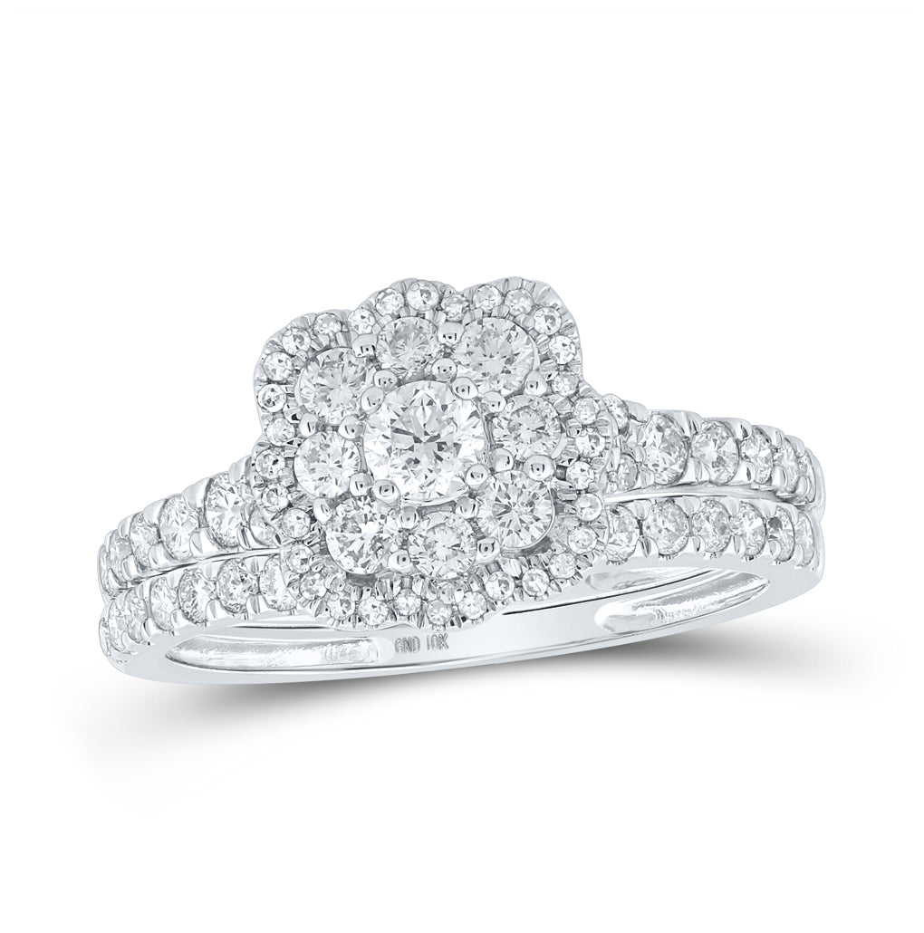 10K Yellow Or White Or Rose Gold Round Diamond Bridal Wedding Ring Band Set , Womens Size: 5-10