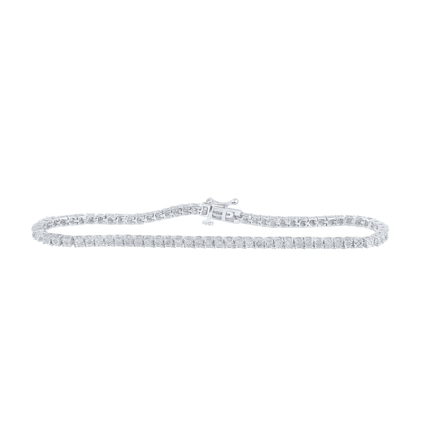 Sterling Silver Womens Round Diamond 7-inch Fashion Bracelet 3/8 Cttw, Length: 7.01 In