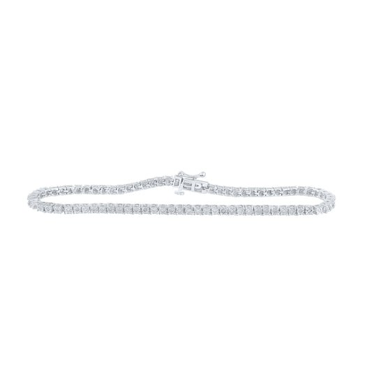 Sterling Silver Womens Round Diamond 7-inch Fashion Bracelet 3/8 Cttw, Length: 7.01 In