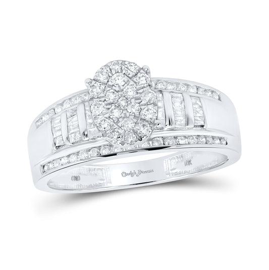 Sterling Silver Round Diamond Oval Bridal Wedding Engagement Ring 1/2 Cttw, Womens Size: 5-10