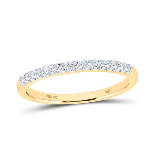 14K Yellow Gold Womens Round Diamond Wedding Single Row Band 1/6ctw, Womens Size: 5-10