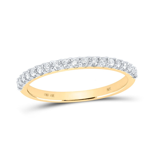 14K Yellow Or Rose Gold Womens Round Diamond Wedding Single Row Band 1/4 Cttw, Womens Size: 5-10