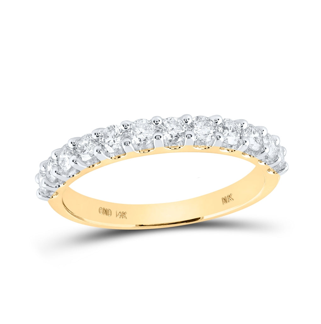 14K Yellow Gold Womens Round Diamond Single Row Wedding Band 3/4 Cttw, Womens Size: 5-10