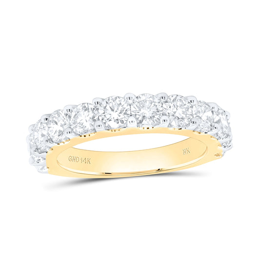 14K Yellow Gold Womens Round Diamond Wedding Single Row Band 2 Cttw, Womens Size: 5-10