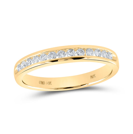 14K Rose Or Yellow Gold Womens Round Diamond Wedding Single Row Band , Womens Size: 5-10