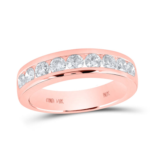 14K Rose Gold Womens Round Diamond Band Ring 7/8 Cttw, Womens Size: 5-10