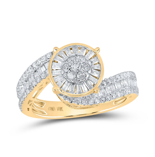 10K Yellow Or White Or Rose Gold Round Diamond Cluster Bridal Wedding Engagement Ring, Womens Size: 5-10
