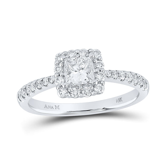 14kt White Gold 7/8ctw Diamond Ana M 1/2ct-cpr Engagement Single Halo
