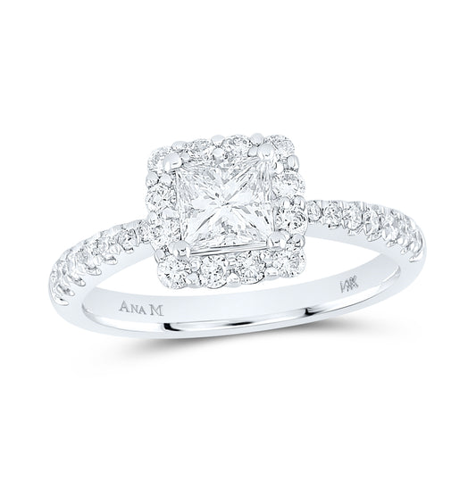 14K White Gold Princess Diamond Halo Bridal Wedding Engagement Ring 1-1/4 Cttw, Womens Size: 5-10