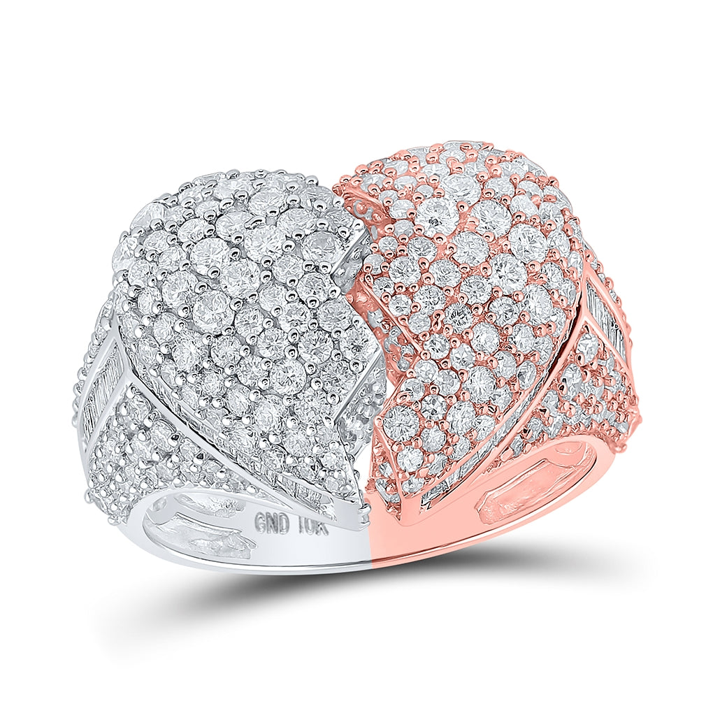 10K Tri-Tone Gold Mens Round Diamond Broken Heart Ring 4-1/4 Cttw, Mens Size: 7-13