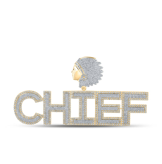 10kt Two-tone Gold 4 7/8 Ctw Diamond Cn Initial" Chief " Mens Charm