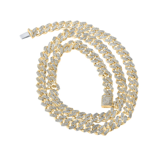 10kt Yellow Gold 10ctw Diamond Cn (8mm) Cuban Mens Chain (22 Inch)