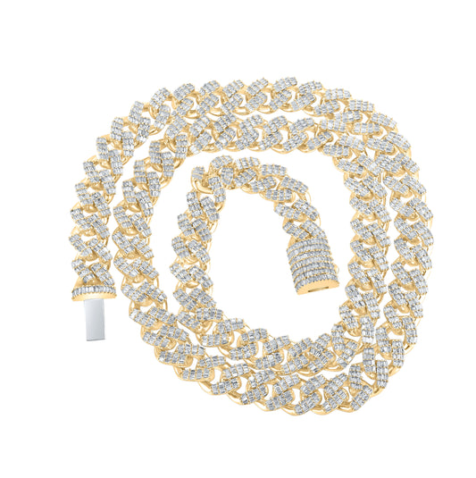 10kt Yellow Gold 10 3/4ctw Diamond Nk (10mm) Bug Cuban Mens Chain (20 Inch)
