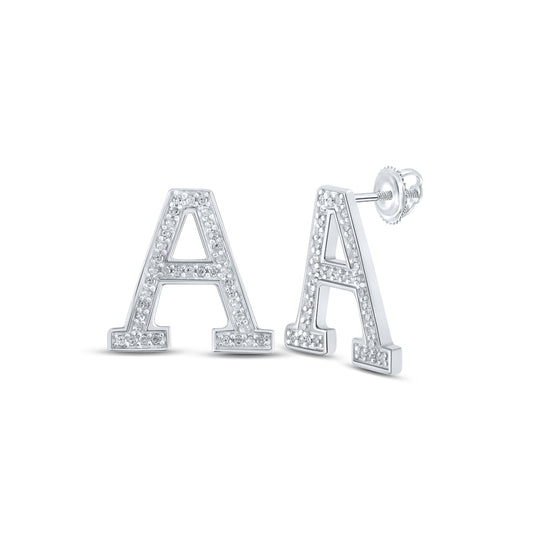 10kt White Or Rose Gold Diamond P1p2 Initial Gift Earring