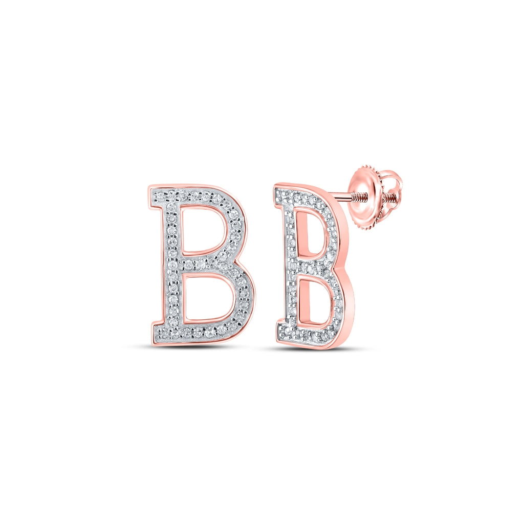 10kt White Or Rose Gold Diamond P1p2 Initial Gift Earring