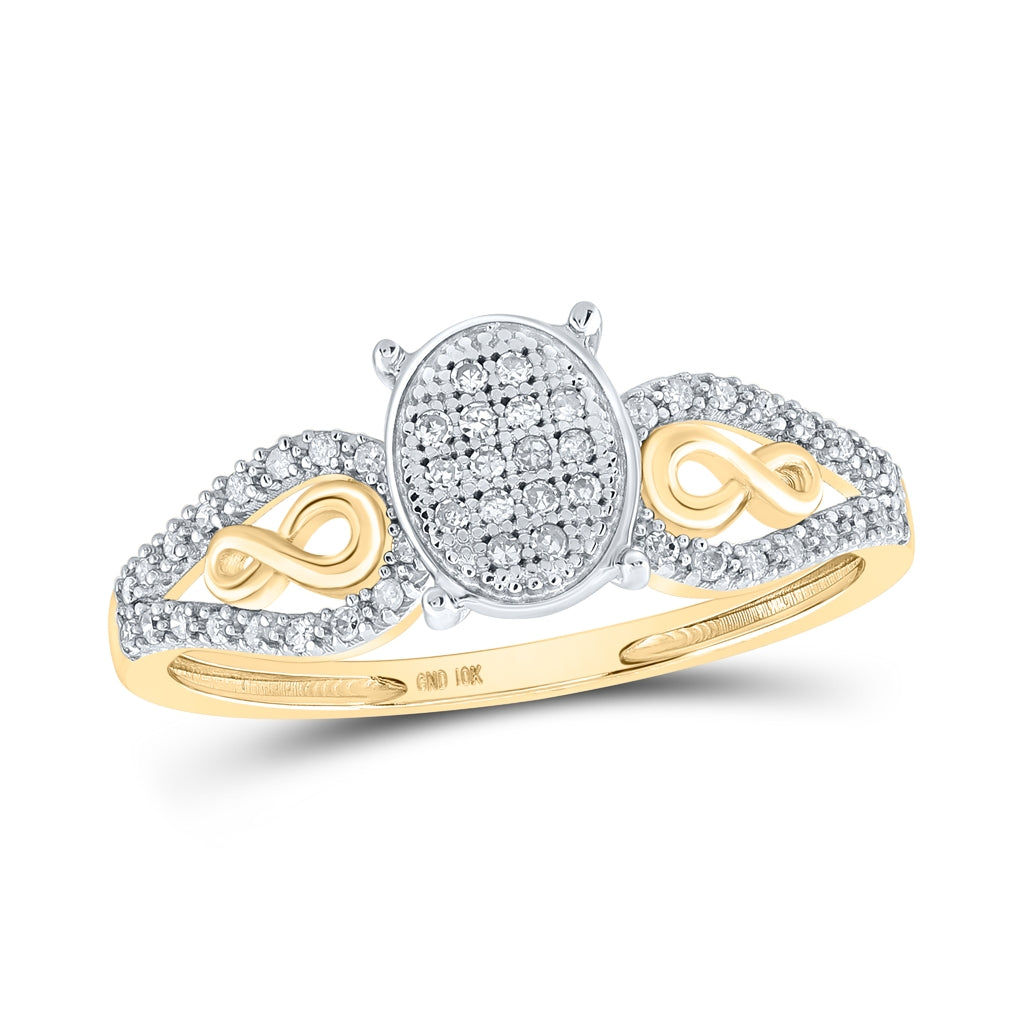 10K Yellow Gold Womens Round Diamond Oval Ring 1/6ctw, Womens Size: 5-10