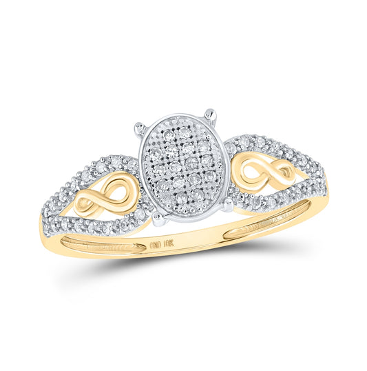 10K Yellow Gold Womens Round Diamond Oval Ring 1/6ctw, Womens Size: 5-10