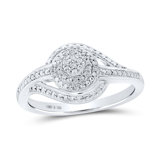 Sterling Silver Womens Round Diamond Cluster Ring 1/10 Cttw, Womens Size: 5-10