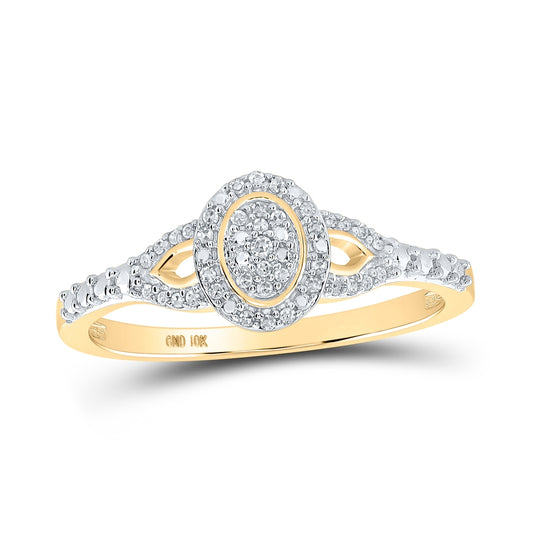 10K White Or Yellow Gold Womens Round Diamond Oval Ring , Womens Size: 5-10