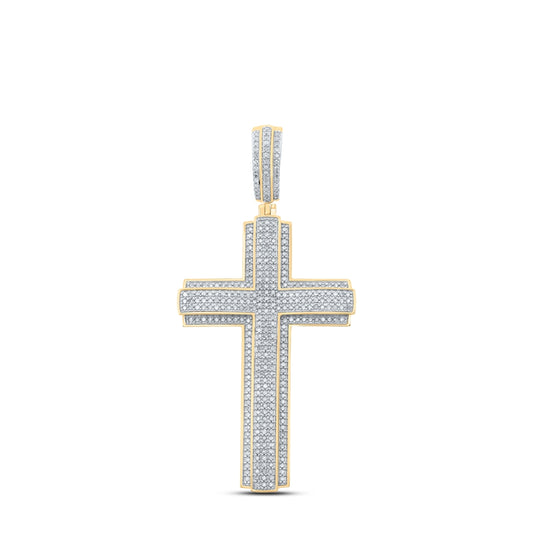 10kt Yellow Gold 1ct Diamond P1p2 Cross Mens Charm