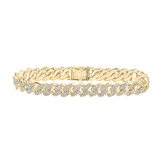 10kt Yellow Gold 4 1/2ctw Diamond Nk (10mm) Cuban Mens Bracelet (8.50 Inch)