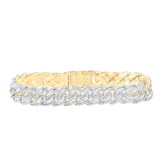10kt Yellow Gold 9 1/5ctw Diamond Nk (13.30mm) Cuban Mens Bracelet (8.50 Inch)