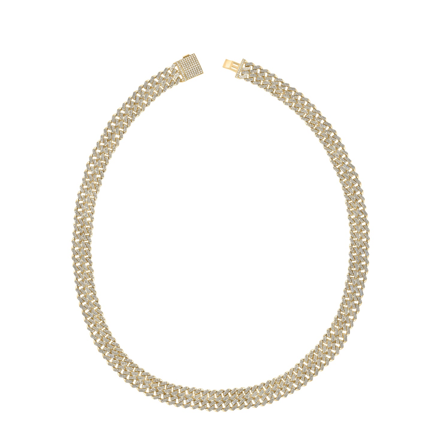 10K Yellow Gold Mens Round Diamond Double Curb 22-inch Link Chain Necklace 12-3/4 Cttw, Length: 22.01 In