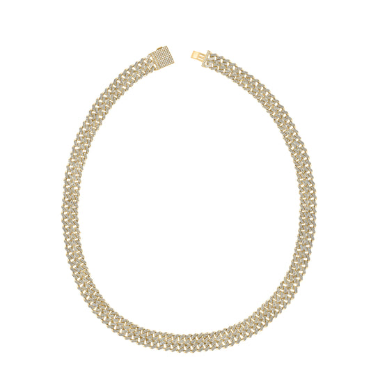 10K Yellow Gold Mens Round Diamond Double Curb 22-inch Link Chain Necklace 12-3/4 Cttw, Length: 22.01 In