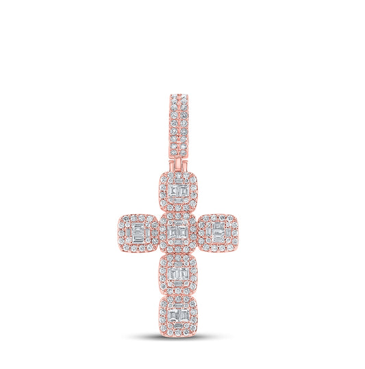 10kt Rose Gold 1 7/8ctw Diamond Cn Cross Mens Charm