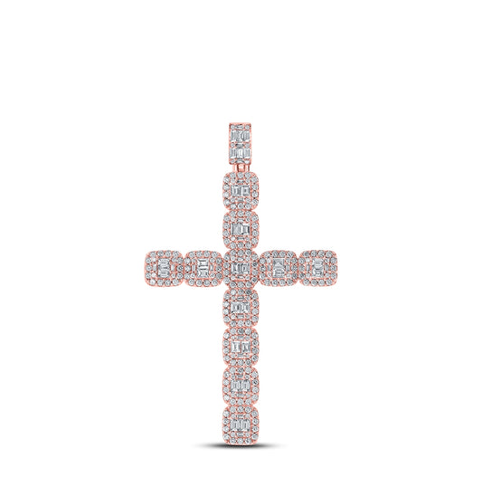 10kt Rose Gold 3 1/3ctw Diamond Cn Cross Mens Charm