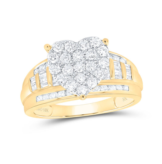 10kt Yellow Or White Gold 1ctw Diamond Nk Fashion Heart Ring