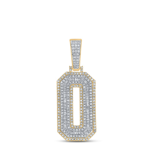 10K Two-tone Gold Mens Baguette Diamond Number Charm Pendant