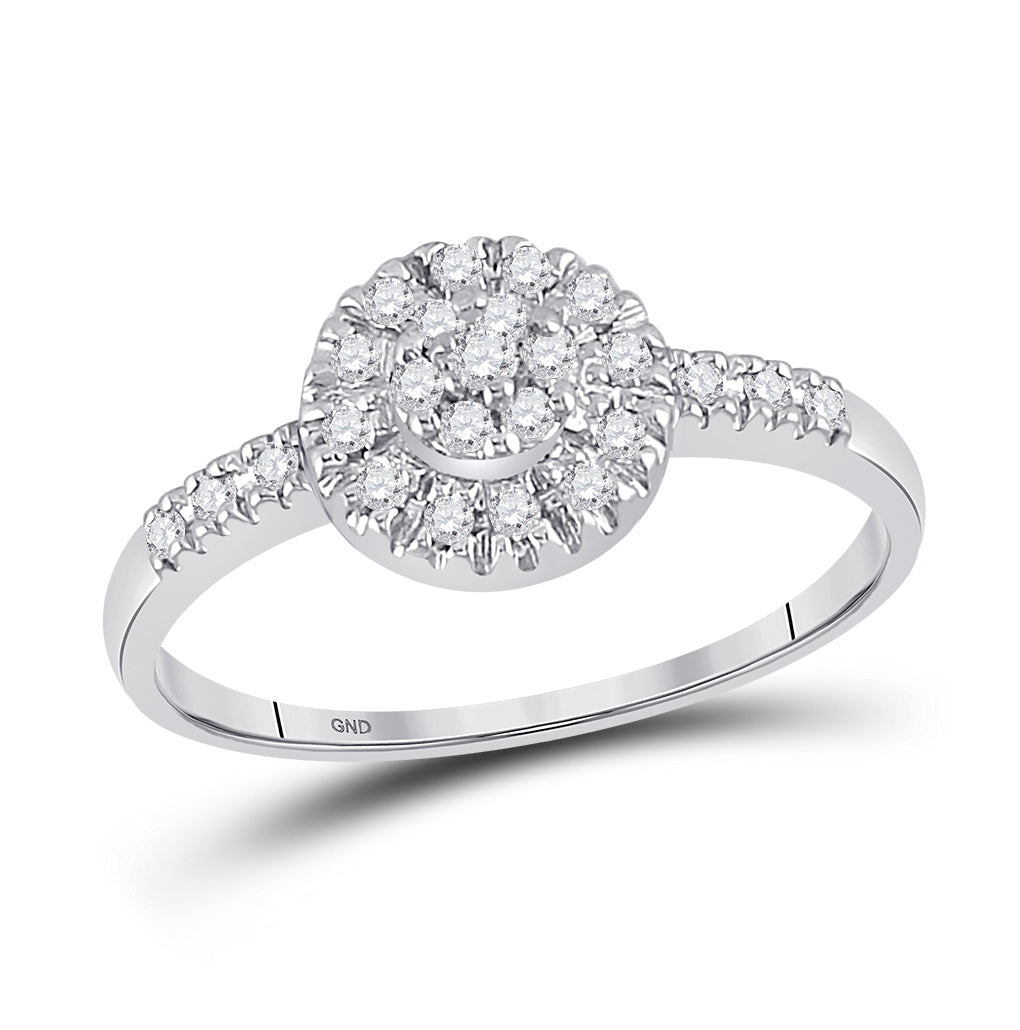 10kt White Gold Womens Round Diamond Cluster Ring 1/5 Cttw