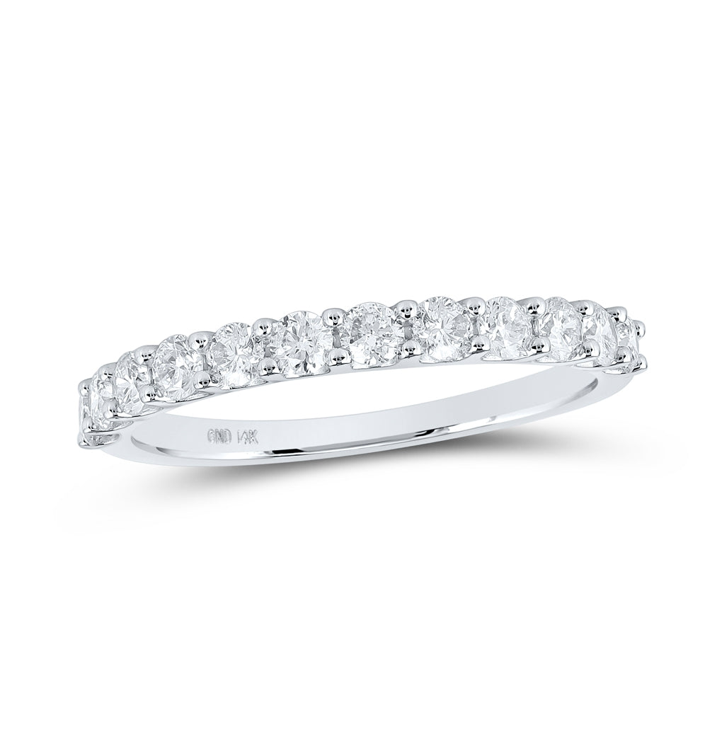 14K White Gold Womens Round Diamond Single Row Band Ring 3/4 Cttw, Womens Size: 5-10