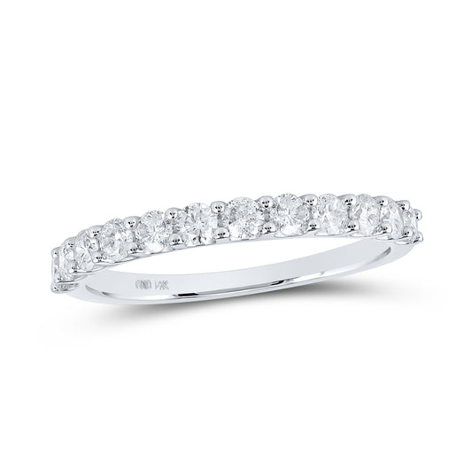 14K White Gold Womens Round Diamond Single Row Band Ring 3/4 Cttw, Womens Size: 5-10