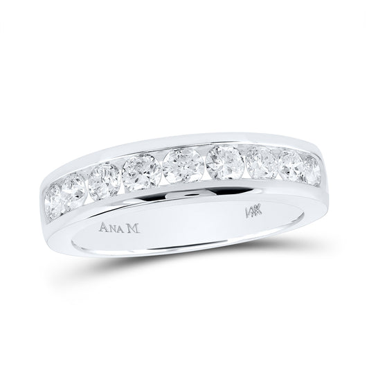 14K White Gold Womens Round Diamond Single Row Band Ring 7/8 Cttw, Womens Size: 5-10